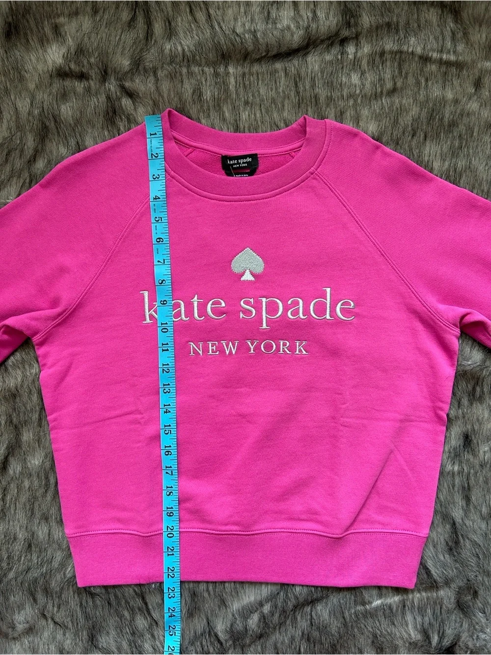 NWT Kate Spade New York Embroidered Logo Sweatshirt Hot Pink Small